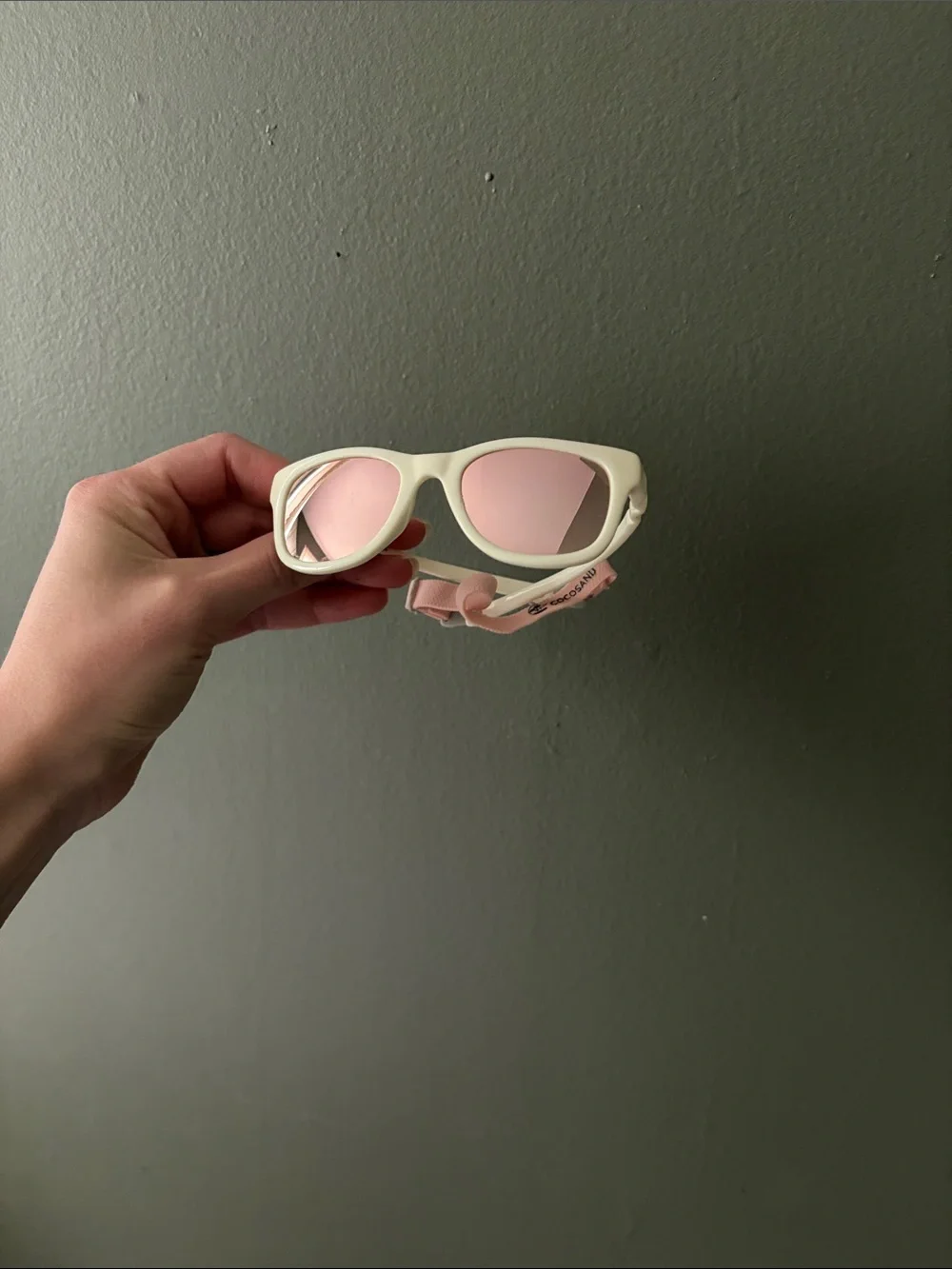 Infant Ivory and Pink Sunglasses with Adjustable/Removable Strap